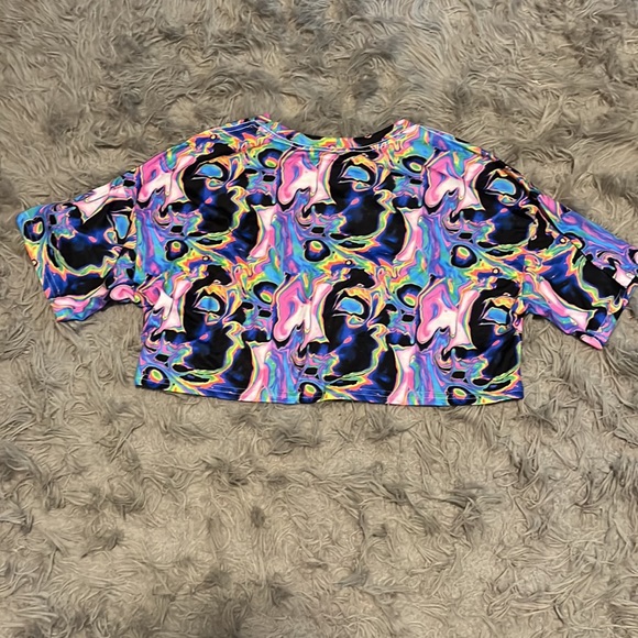 Rainbow Oil Spill Neon Crop Top - Picture 2 of 3